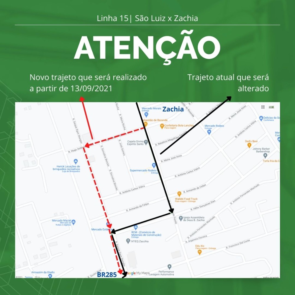 Linha de ônibus da Coleurb L15| São Luiz x Zachia, terá alteração no itinerário a partir de 13/09