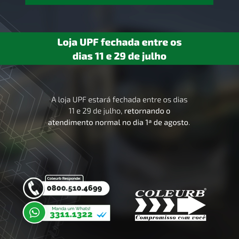 Loja UPF estará fechada de 11 a 29 de julho