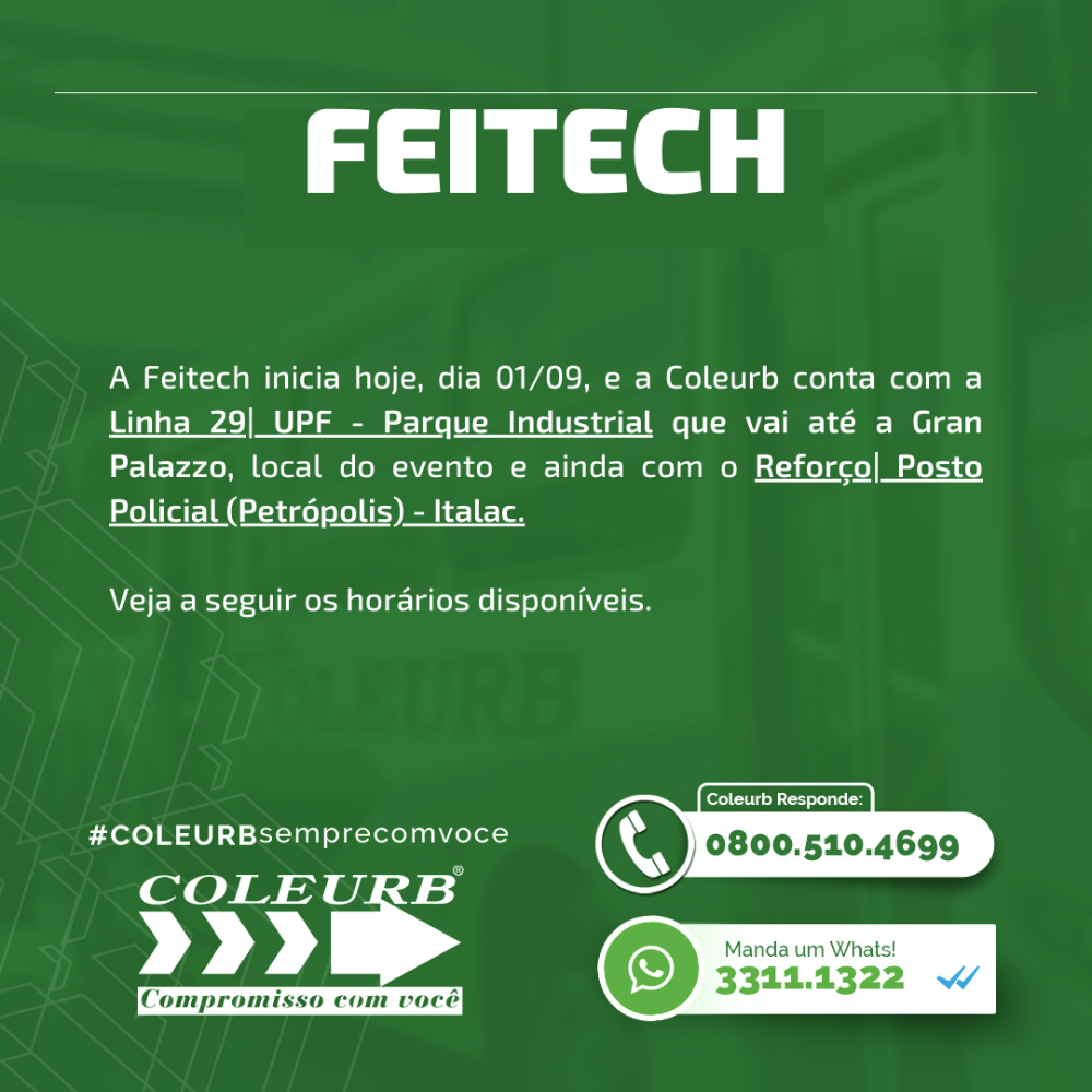 Linha de ônibus da Coleurb para a Feitech