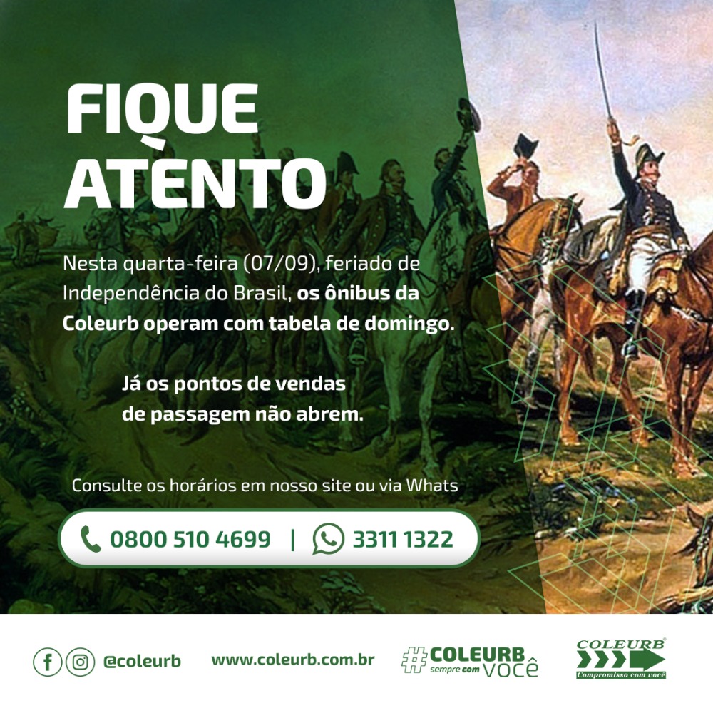 Operação da Coleurb no feriado de 7 de setembro, Dia da Independência