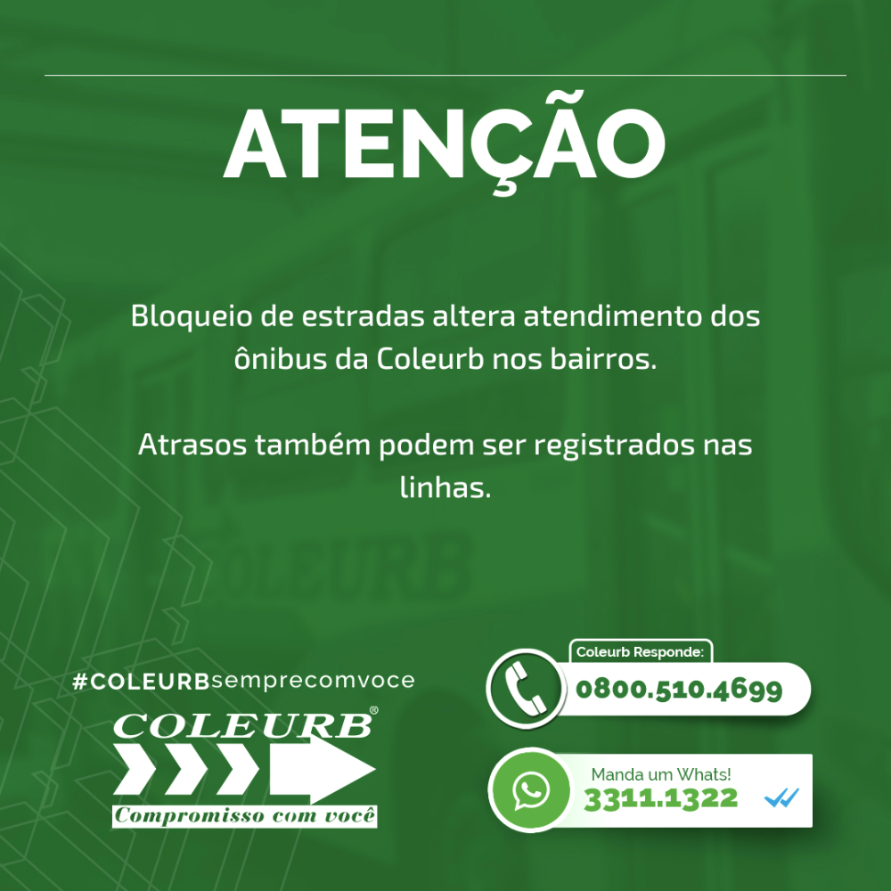 Bloqueio de estradas altera atendimento dos ônibus da Coleurb