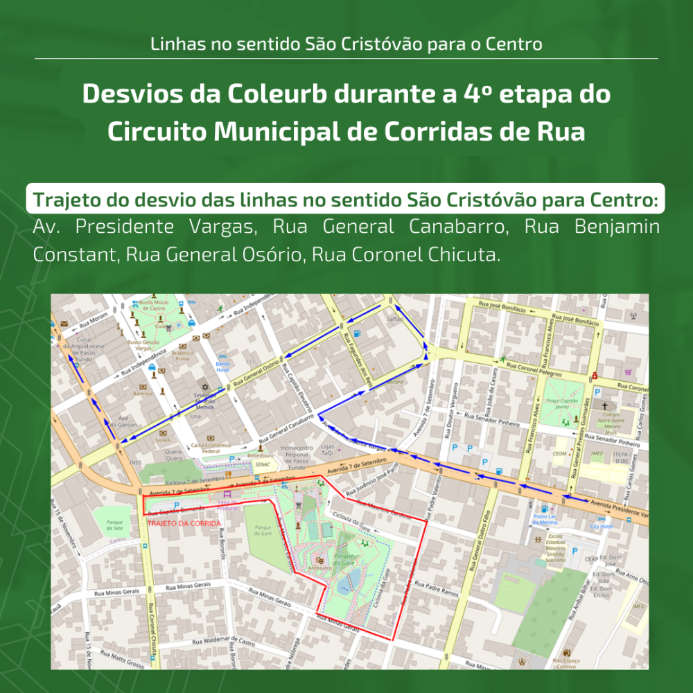 Desvios da Coleurb durante a 4º etapa do Circuito Municipal de Corridas de Rua