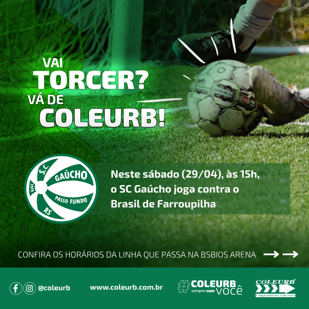 Linha de ônibus da Coleurb para o jogo do SC Gaúcho na partida deste sábado, 29/04