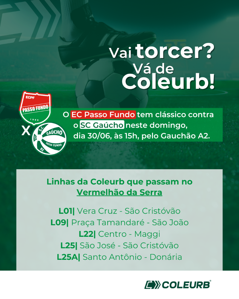 Linhas da Coleurb para assistir o clássico no Vermelhão da Serra