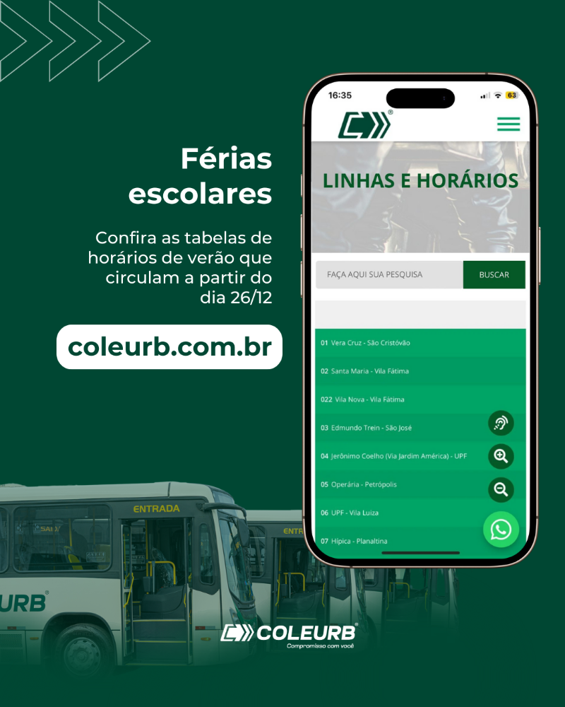 Horários das viagens atualizados estão disponíveis no site